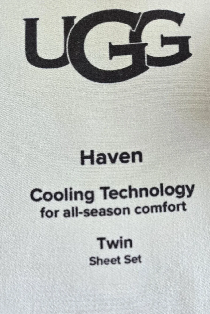 UGG HAVEN Twin Sheet Set Cooling Technology Color: Mineral Grey Green